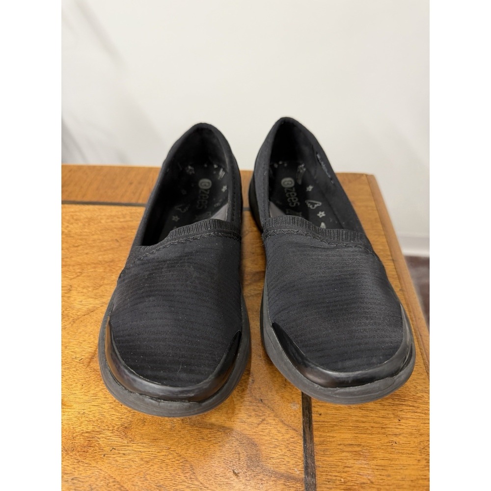 BZees Women's 8 Lollipop Slip-On Black Stretch Fabric Machine‎ Washable Sneakers